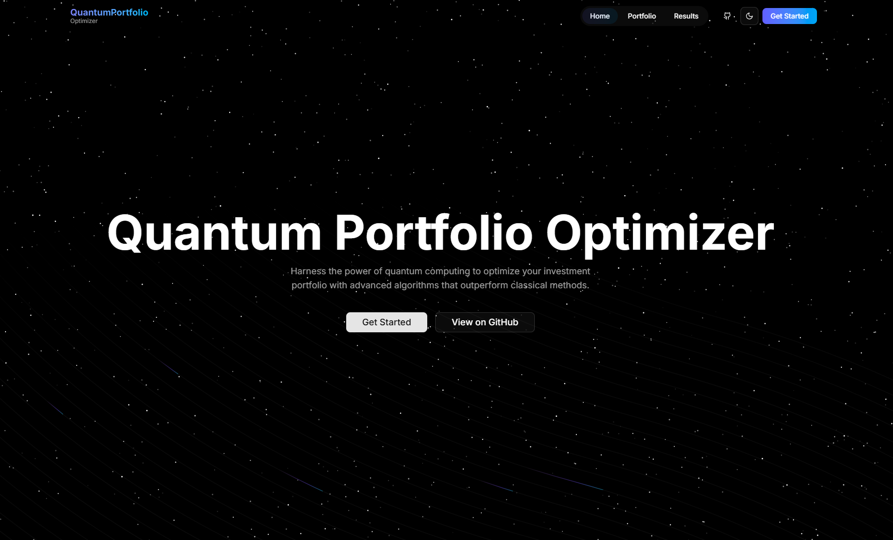Quantum Portfolio Optimizer home page
